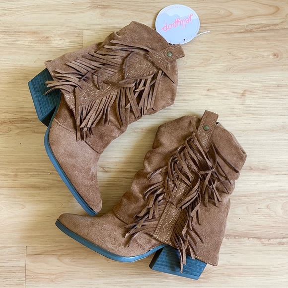 Jellypop Shoes - Jellypop Fringe Cowgirl Boots Women 6.5 US